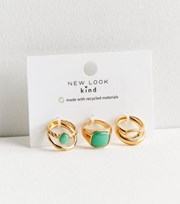 New Look 5 Pack Gold Faux Precious Stone Rings